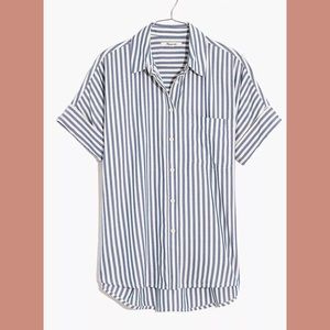 Madewell, courier pleat-back shirt in stripe